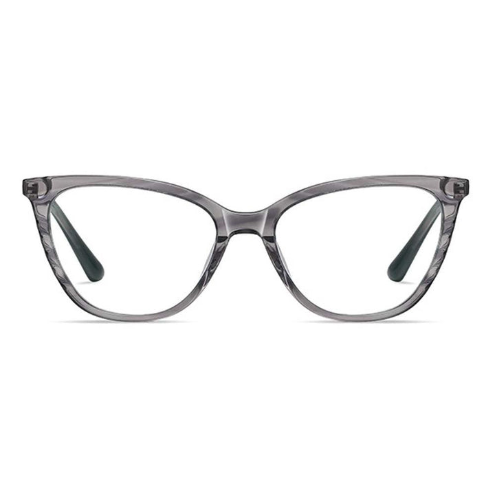 Women Anti Blue Ray Reading Glasses Acetate Alloy Cat Eye Glasses Frame Progressive Glasses