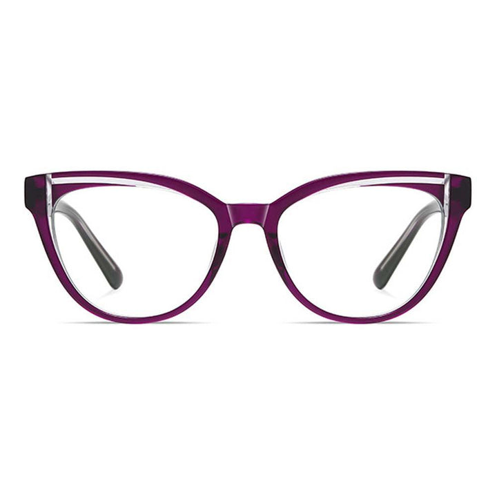 Fashion Women Anti Blue Ray Glasses Cat Eye Acetate Eyglasses Frame Prescription Glasses