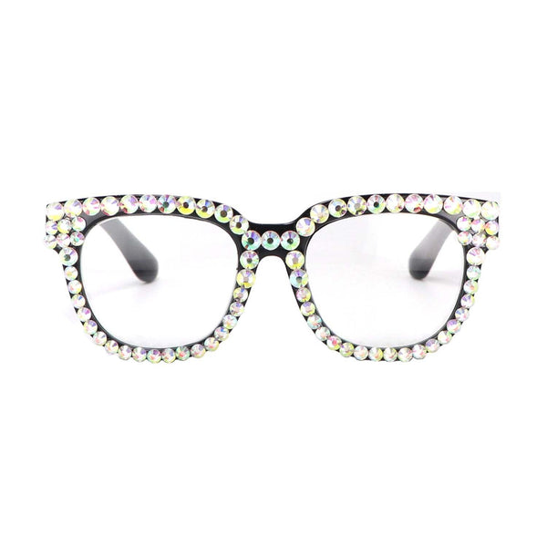 Square Oversized Blue Light Blocking Reading Glasses for Women Bling Rhinestone Reader Glasses