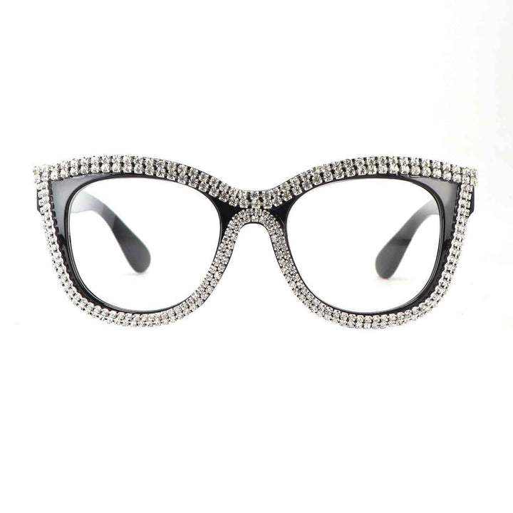 Reading Glasses for Women Oversized Rhinestone Computer Blue Light Blocking Glasses