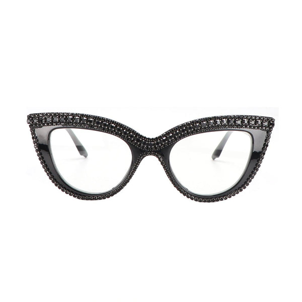 FUPRECIOUS Cat Eye Reading Glasses Bling Rhinestone Magnified Blue Light Blocking Reader Glasses