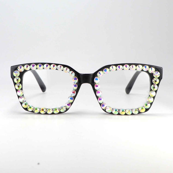 FUPRECIOUS Reading Glasses for Women Square Blue Light Blocking Computer Rhinestone Fashion Reader Glasses