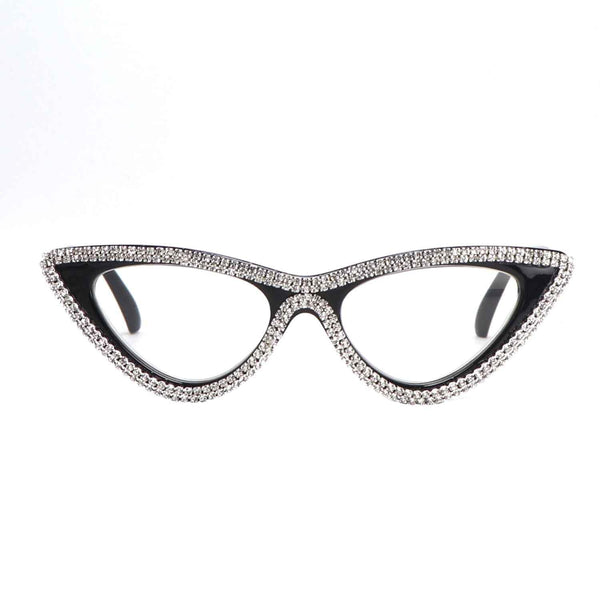 Cat Eye Reading Glasses for Women Stylish Rhinestone Narrow Ladies Computer Readers Glasses