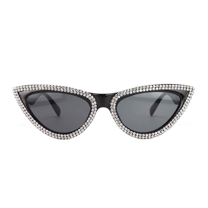 Rhinestone Cat Eye Womens Sunglasses Bachelorette Cute Diamond Retro Vintage Plastic Frame