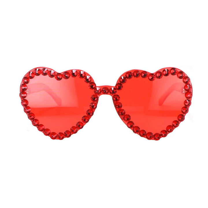 Womens Heart Shaped Sunglasses Cute Bachelorette Party Trendy Rhinestone Crystal Eyeglasses